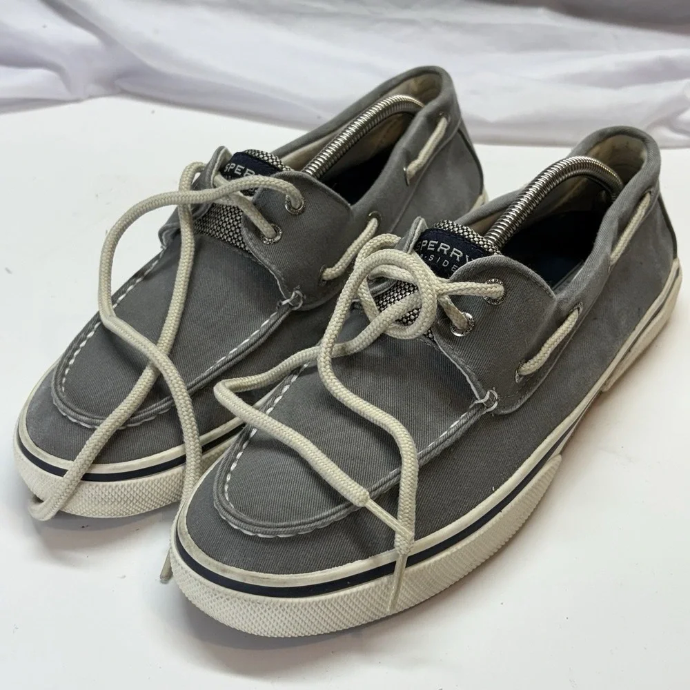 Sperry Top Sider Canvas Deck Boat Shoes Gray Men's Size 10.5